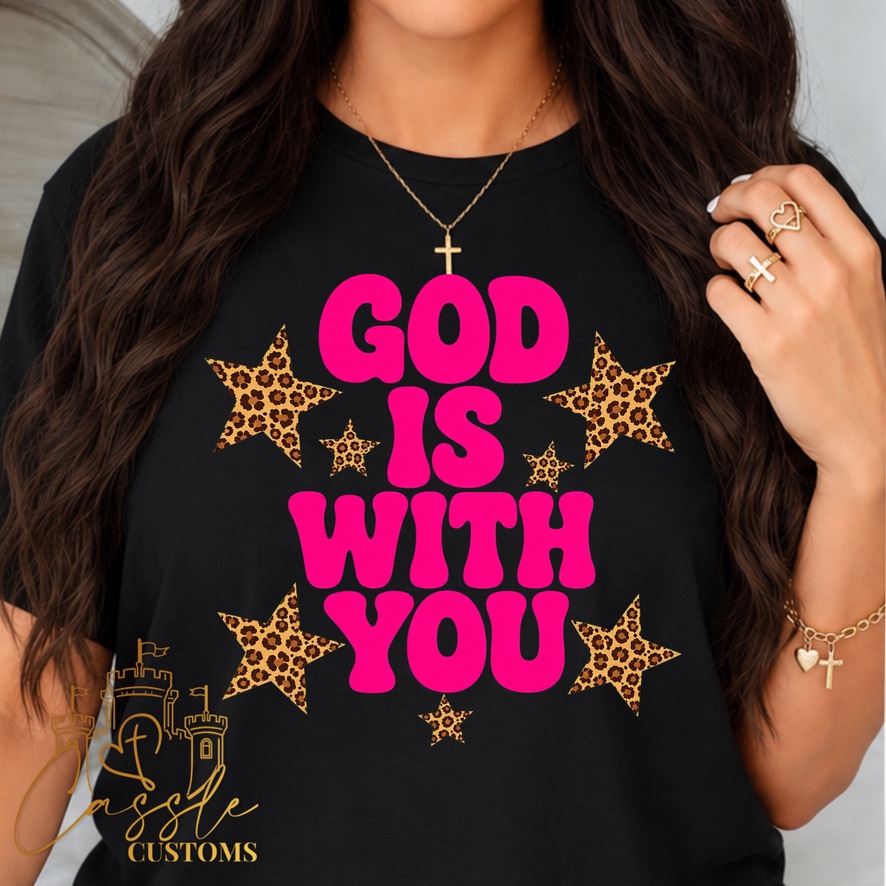 God Is With You 💗⭐ Pink font Cheetah Stars
